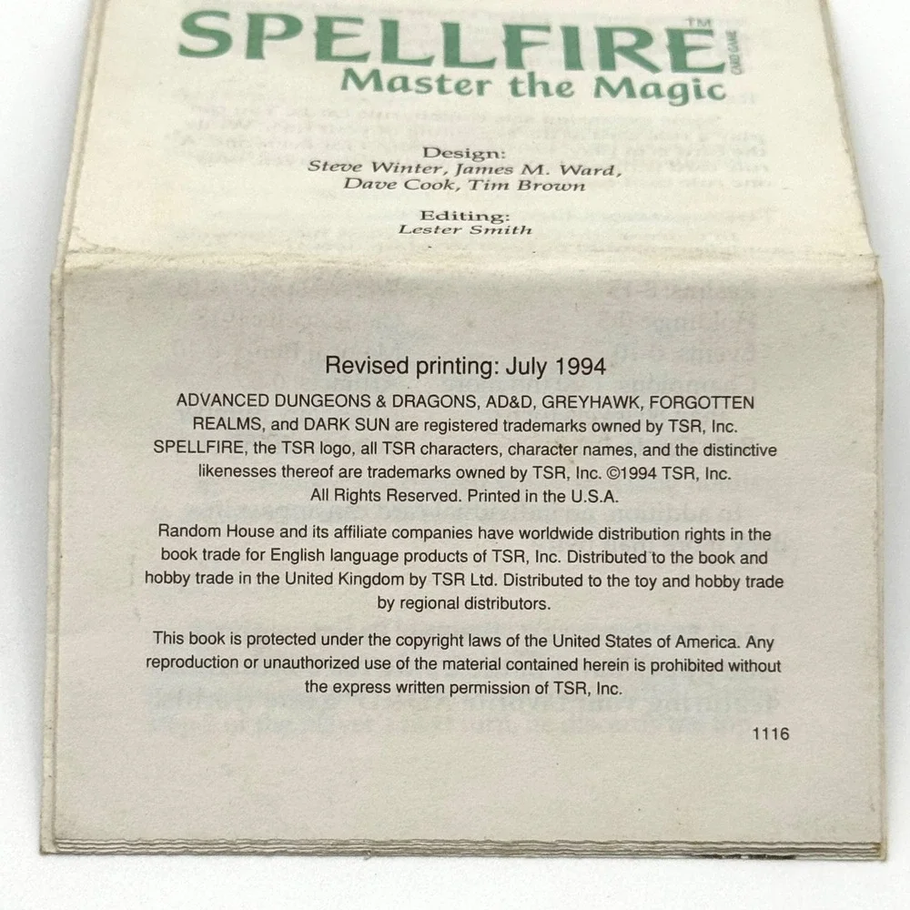 Spellfire Rules Booklet‎ Revised July 1994 AD&D Master the Magic Rare